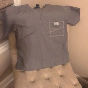Blue Sky light gray scrub top